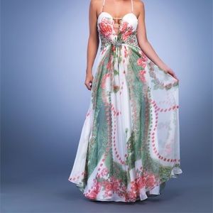 Designer soft  pink rose chiffon gown size 13 New